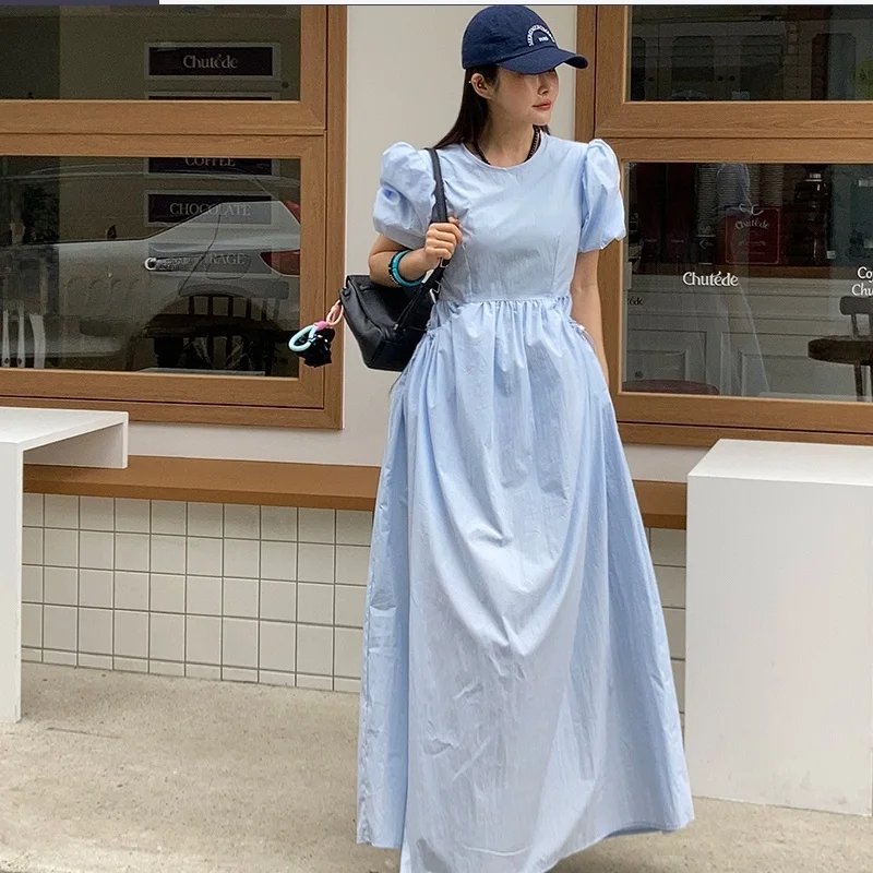 Girls Sensation Bubble Sleeve Dress Waist Cinched Slimming Color Long Dress Korean Style Spring Autumn Winter Casual Wear
Girls Sensation Bubble Sleeve Dress Waist Cinched Slimming Color Long Dress Korean Style Spring Autumn Winter Casual Wear