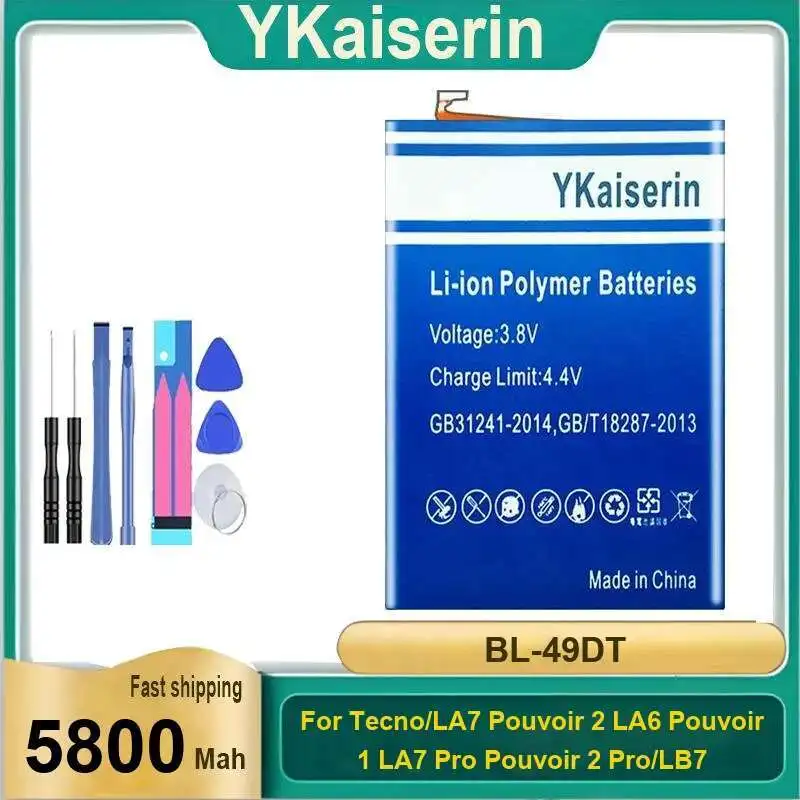 Аккумулятор мобильного телефона BL-49DT 5800 мАч для Tecno LA7 Pouvoir 2 LA6 1 Pro LB7 3
Аккумулятор мобильного телефона BL-49DT 5800 мАч для Tecno LA7 Pouvoir 2 LA6 1 Pro LB7 3