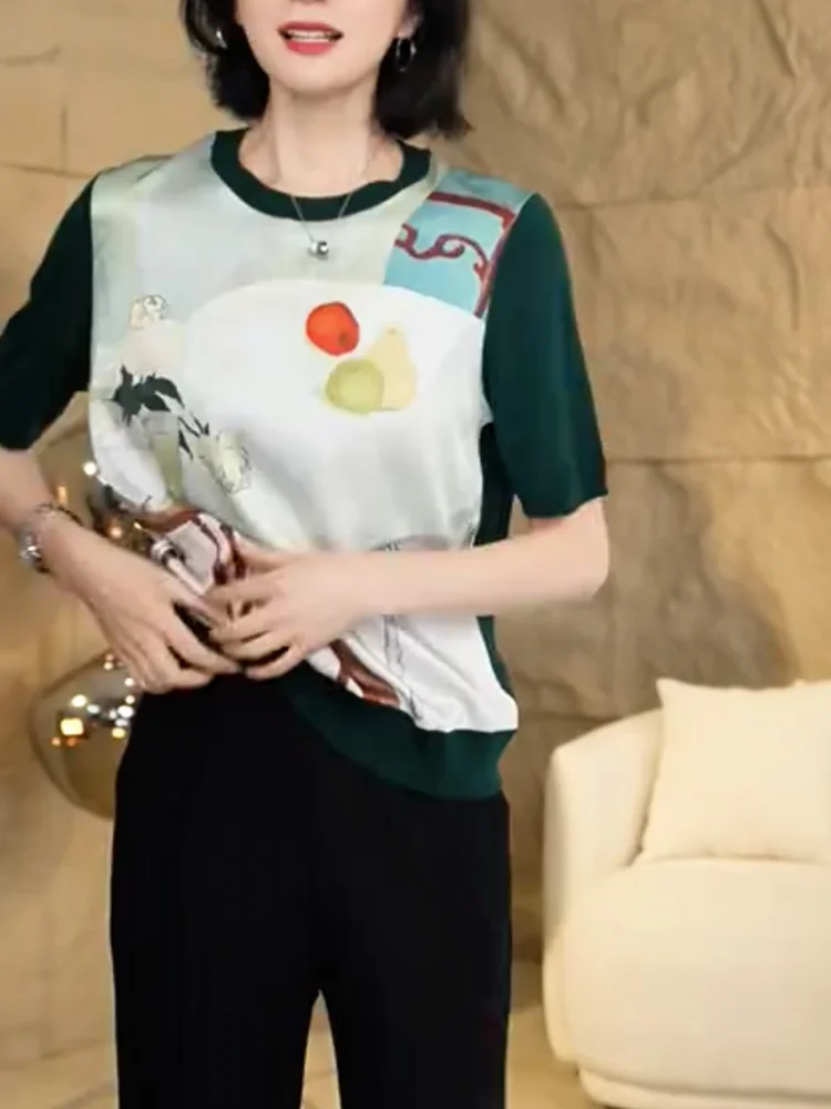 Элегантный женский топ в стиле ретро с принтом, коротким рукавом и круглым вырезом, больших размеров, летняя новинка, корейский стиль, для повседневной носки
Элегантный женский топ в стиле ретро с принтом, коротким рукавом и круглым вырезом, больших размеров, летняя новинка, корейский стиль, для повседневной носки