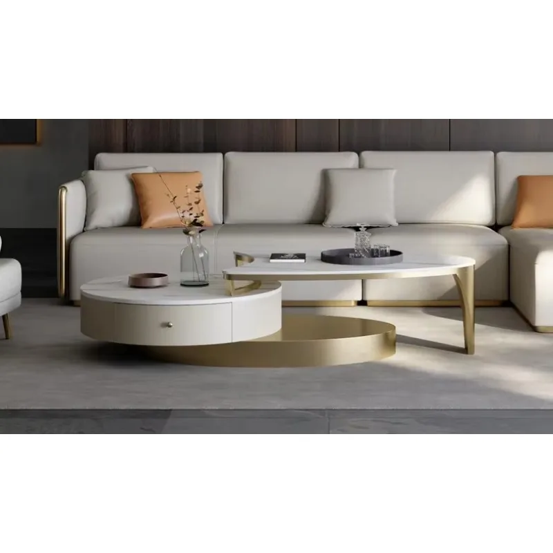 Modern simple round rock slab surface rotatable multi-functional small coffee table combination
Modern simple round rock slab surface rotatable multi-functional small coffee table combination