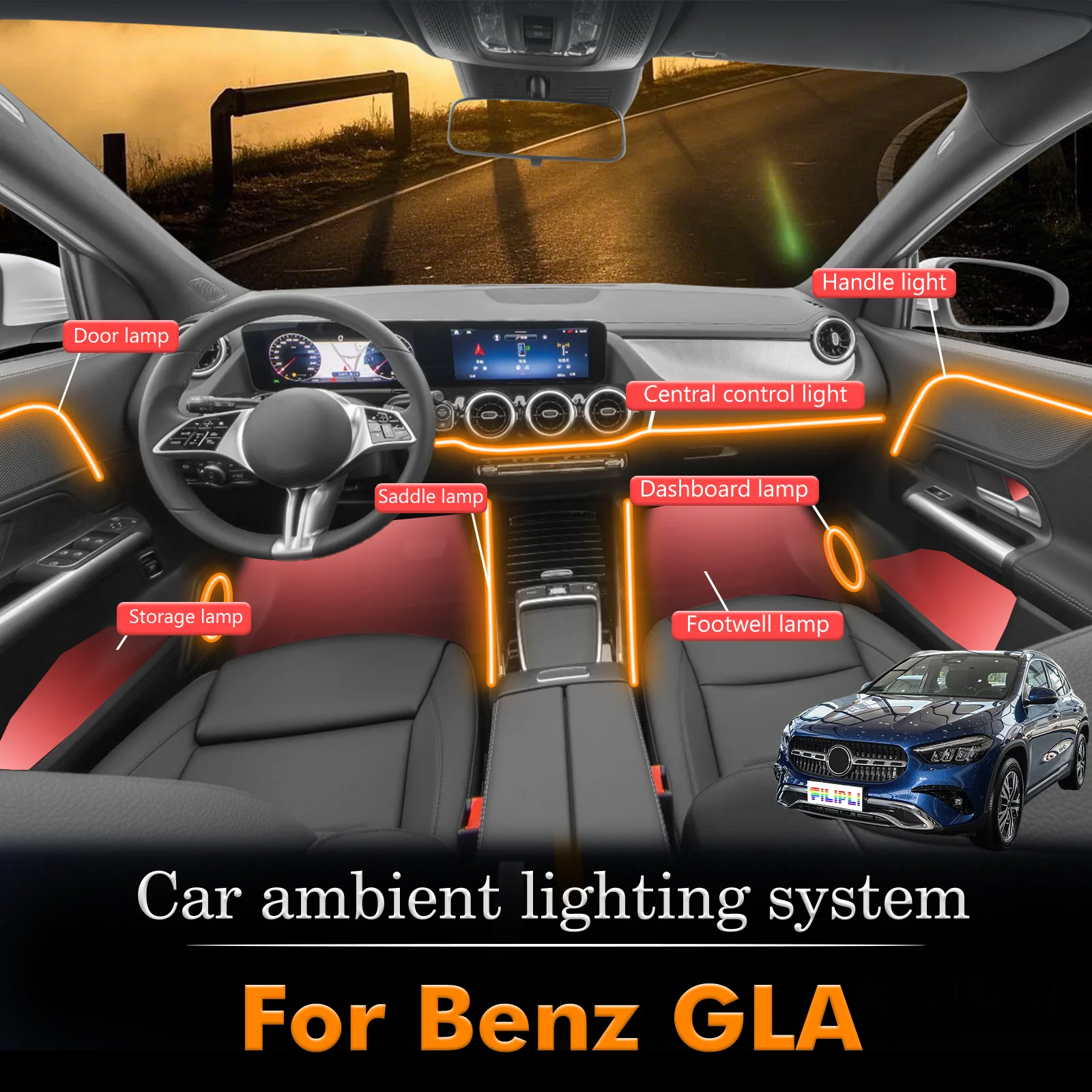 For Benz GLA Smart Remote Control RGB 64 Colors LED Car Interior Ambient Light Energy Saving Efficient Lamp Set
For Benz GLA Smart Remote Control RGB 64 Colors LED Car Interior Ambient Light Energy Saving Efficient Lamp Set