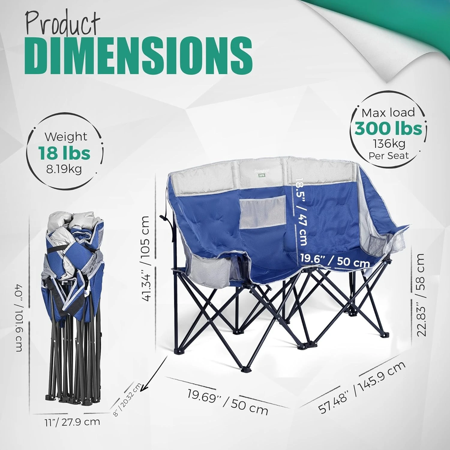 Double Camping Loveseat Chair, Blue-Cooler, Foldable, Portable, Space Saving, Side Pocket, Cup Holders
Double Camping Loveseat Chair, Blue-Cooler, Foldable, Portable, Space Saving, Side Pocket, Cup Holders