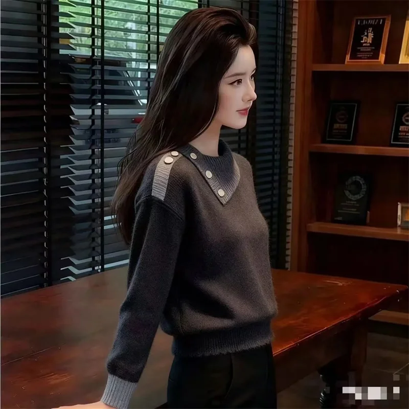 Good-looking Women's Sweaters 2026 Spring Autumn New Grey White Color Blocked Knitted Top Pullover Casual Long Sleeve Knitwear
Good-looking Women's Sweaters 2026 Spring Autumn New Grey White Color Blocked Knitted Top Pullover Casual Long Sleeve Knitwear