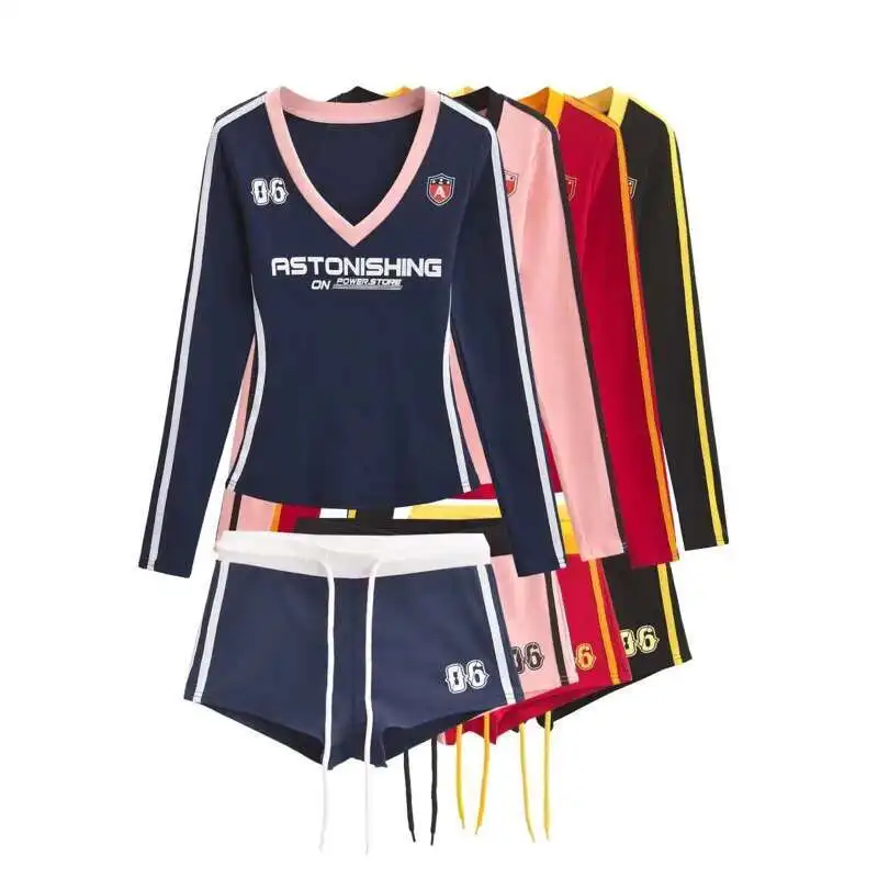 Striped Patchwork American Retro Short Set V-neck Long Sleeve Top Drawstring Short Sexy Suit Streetwear 2 Piece Set Women Outfit
Striped Patchwork American Retro Short Set V-neck Long Sleeve Top Drawstring Short Sexy Suit Streetwear 2 Piece Set Women Outfit