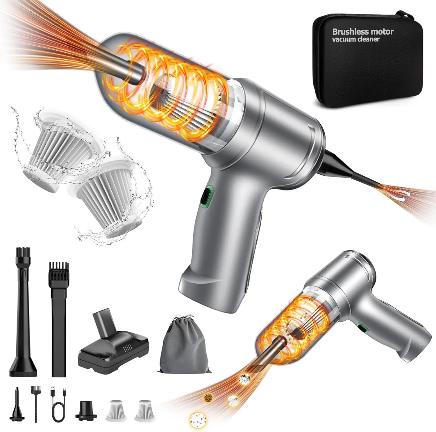 Car Vacuum Cleaner Portable Cordless, 15000PA Vacuum with High Power Brushless Motor, Fast Charging, 4 in 1 Rechargeable Air
Car Vacuum Cleaner Portable Cordless, 15000PA Vacuum with High Power Brushless Motor, Fast Charging, 4 in 1 Rechargeable Air