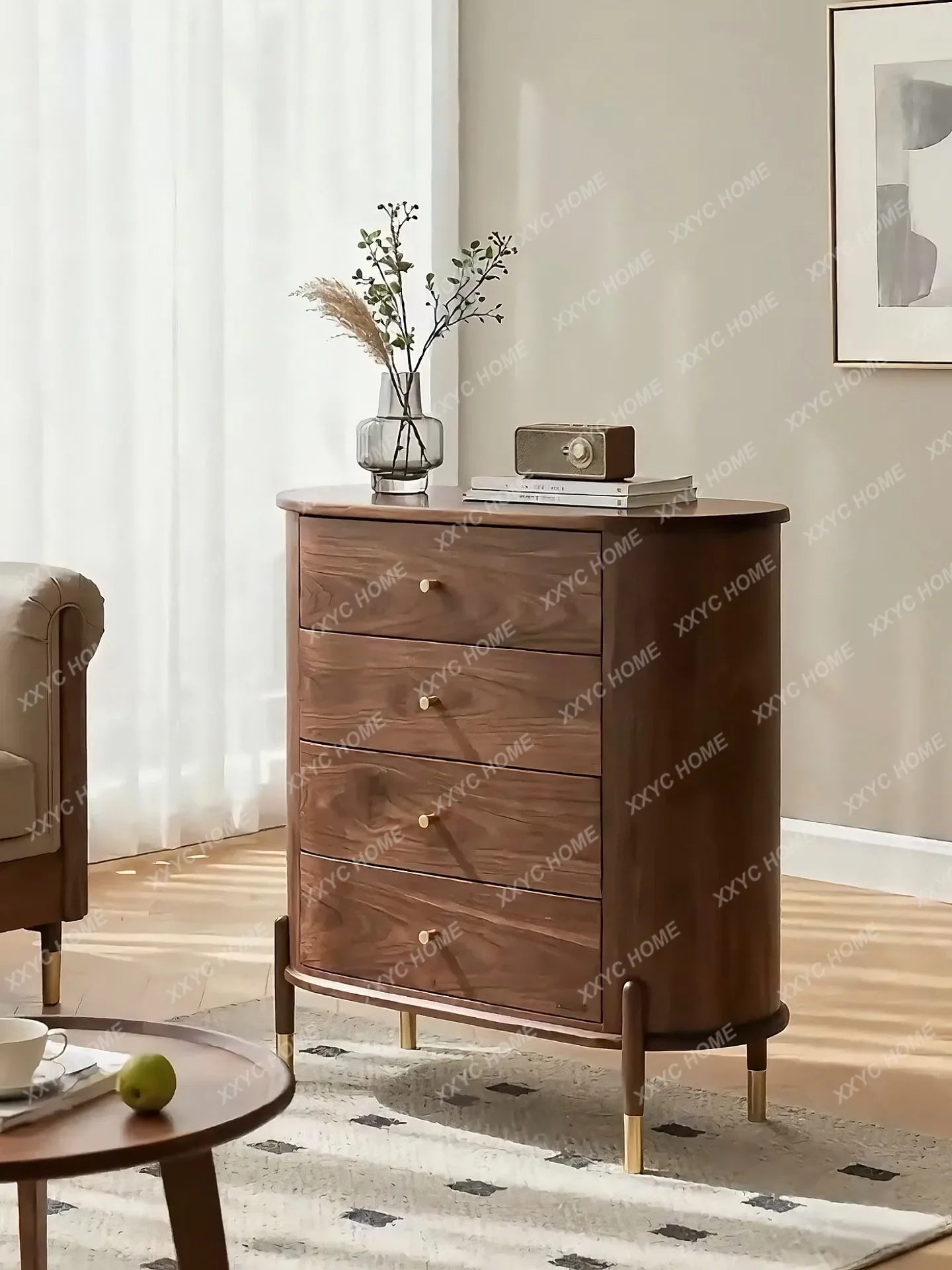 Four-chest cabinet Minimalist bucket cabinet Living room solid wood oval storage cabinet
Four-chest cabinet Minimalist bucket cabinet Living room solid wood oval storage cabinet