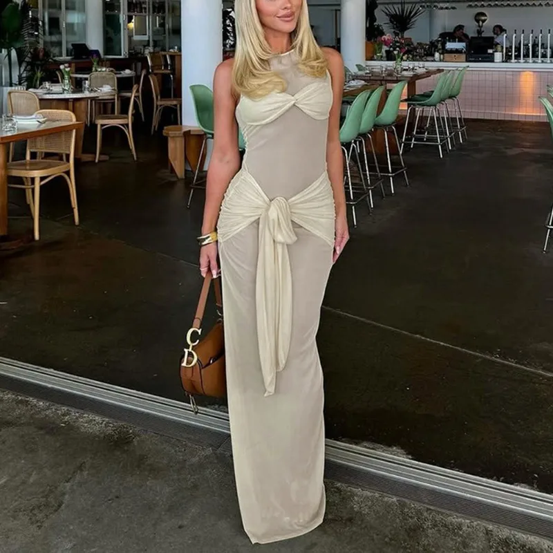 Talenza Summer Bandage Long Dress Women Solid Sleeveless Twisted Sexy See Through Tight Long Dress Elegant Party Evening Dresses
Talenza Summer Bandage Long Dress Women Solid Sleeveless Twisted Sexy See Through Tight Long Dress Elegant Party Evening Dresses