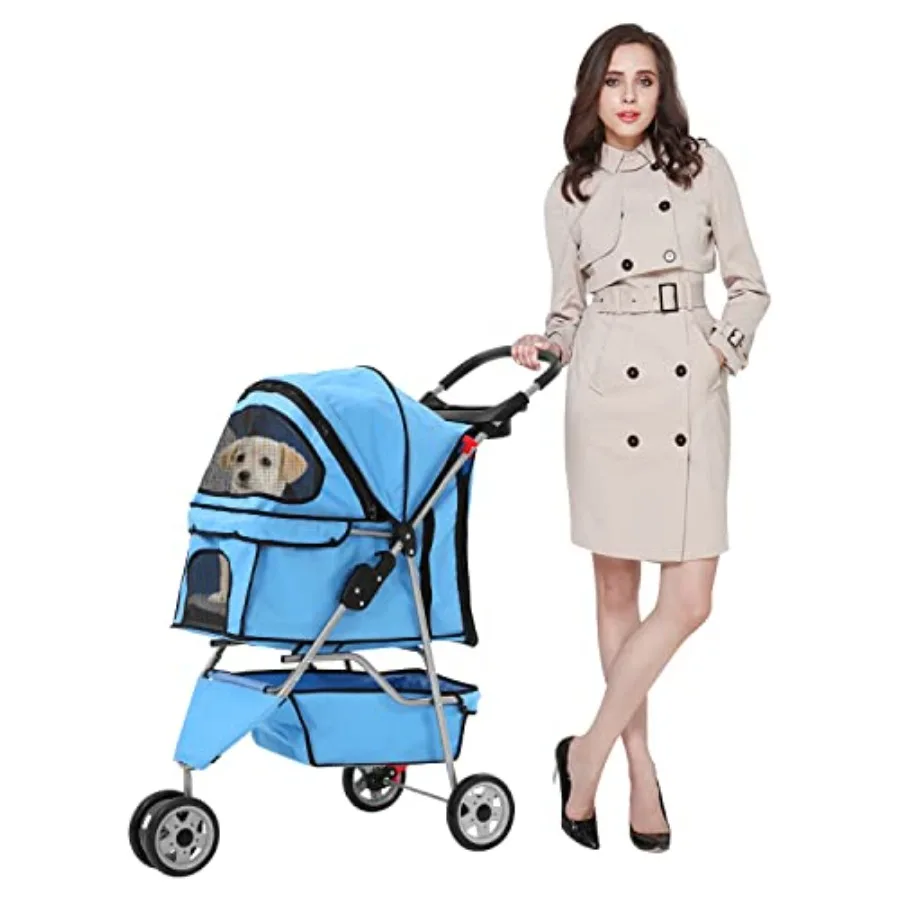 3 Wheeler Dog Stroller for Small Medium Dogs Cats Foldable Blue Aluminum Pet Stroller with Zipper Door, Storage Basket, and Smo
3 Wheeler Dog Stroller for Small Medium Dogs Cats Foldable Blue Aluminum Pet Stroller with Zipper Door, Storage Basket, and Smo