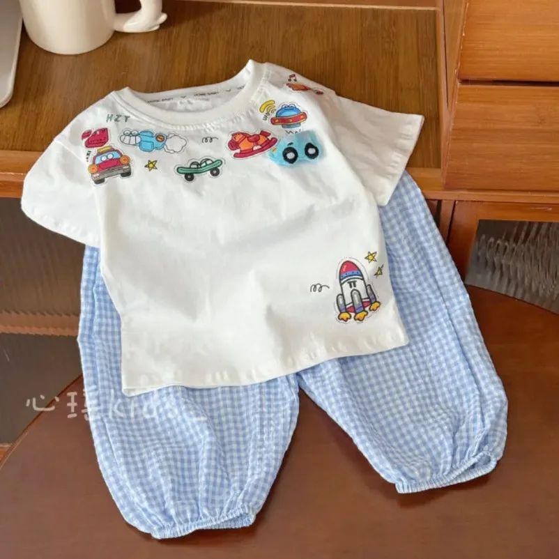 Kids Clothes Set Children Cute Toy car print T-shirt+Wide Leg Pants Boys Letter Outwear 2PCS Sets 1-9 Y 2025 New Summer Outfits
Kids Clothes Set Children Cute Toy car print T-shirt+Wide Leg Pants Boys Letter Outwear 2PCS Sets 1-9 Y 2025 New Summer Outfits