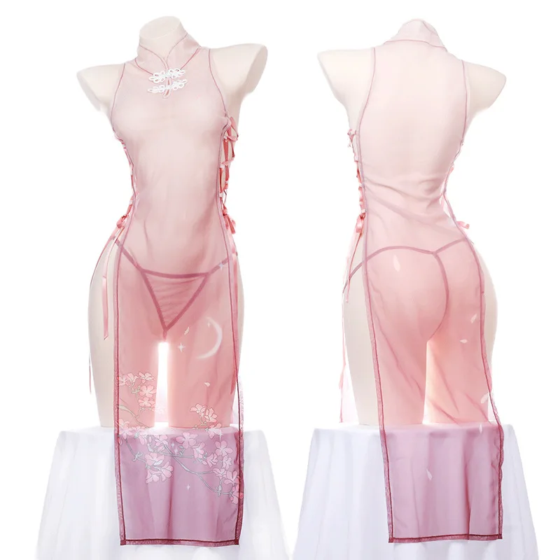 Retro Chinese Cheongsam Uniform Women See Through Cosplay Sexy Lingerie Erotic Print Flower Purple High Fork Dress
Retro Chinese Cheongsam Uniform Women See Through Cosplay Sexy Lingerie Erotic Print Flower Purple High Fork Dress