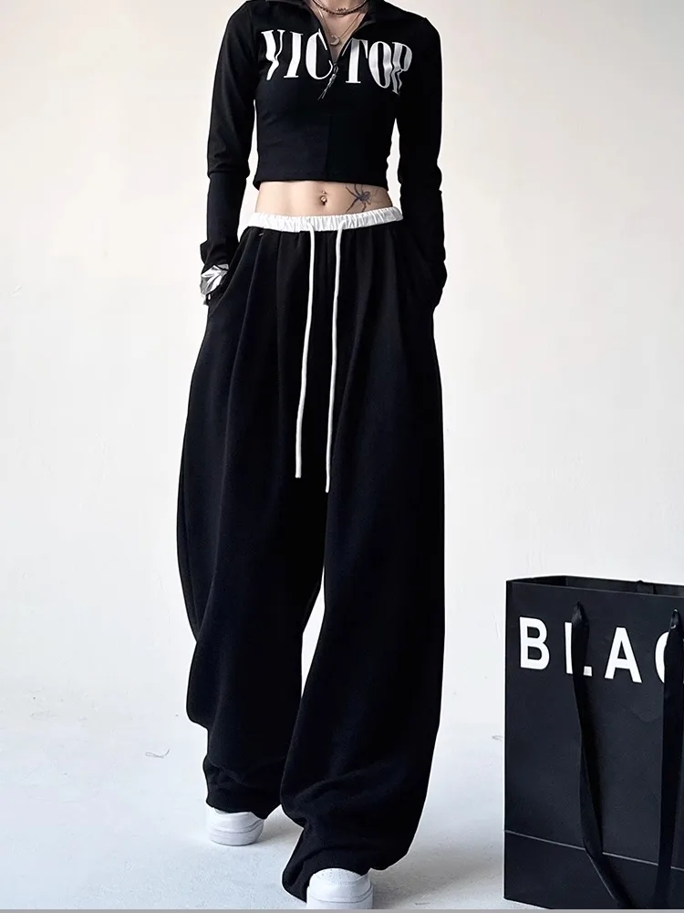 Black Casual Loose Thickened Women's Sports Pants Spring Autumn New Style Wide Leg Long Pants Trousers High Waist Korean Style
Black Casual Loose Thickened Women's Sports Pants Spring Autumn New Style Wide Leg Long Pants Trousers High Waist Korean Style
