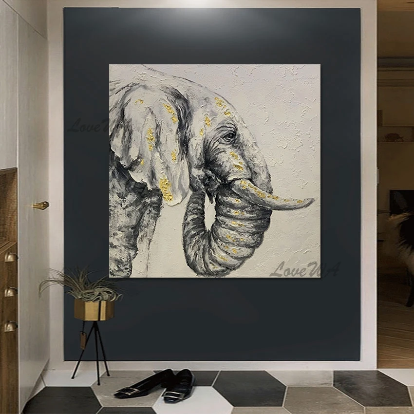 100% Hand-painted Elephant Oil Painting Gold Foil Design Modern Abstract Painting Canvas Art Dropshipping Picture Unframed
100% Hand-painted Elephant Oil Painting Gold Foil Design Modern Abstract Painting Canvas Art Dropshipping Picture Unframed