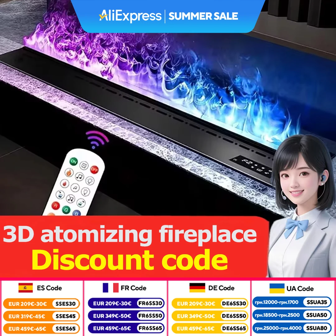 Smart indoor electric water vapor fireplace Colored flame Humidifier Eco-decoration No fire risk 3D atomization fireplace
Smart indoor electric water vapor fireplace Colored flame Humidifier Eco-decoration No fire risk 3D atomization fireplace