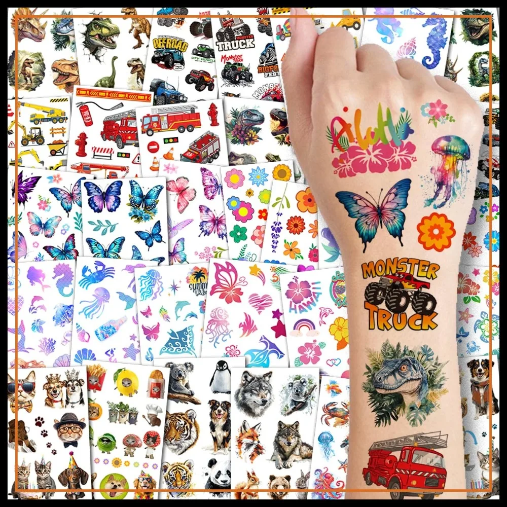 320 Mixed Temporary Tattoos for Kids - 36 Sheets, Car Dinosaur Hawaii Mermaid Watercolor Animals, Birthday Party Supplies
320 Mixed Temporary Tattoos for Kids - 36 Sheets, Car Dinosaur Hawaii Mermaid Watercolor Animals, Birthday Party Supplies