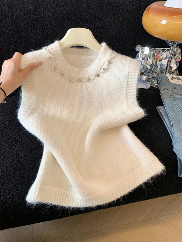 Sweet Style Knitted Vest Women's Spring Autumn New Style Layered Top Sleeveless Sweater Shoulder Pad Vest Female Fashion
Sweet Style Knitted Vest Women's Spring Autumn New Style Layered Top Sleeveless Sweater Shoulder Pad Vest Female Fashion