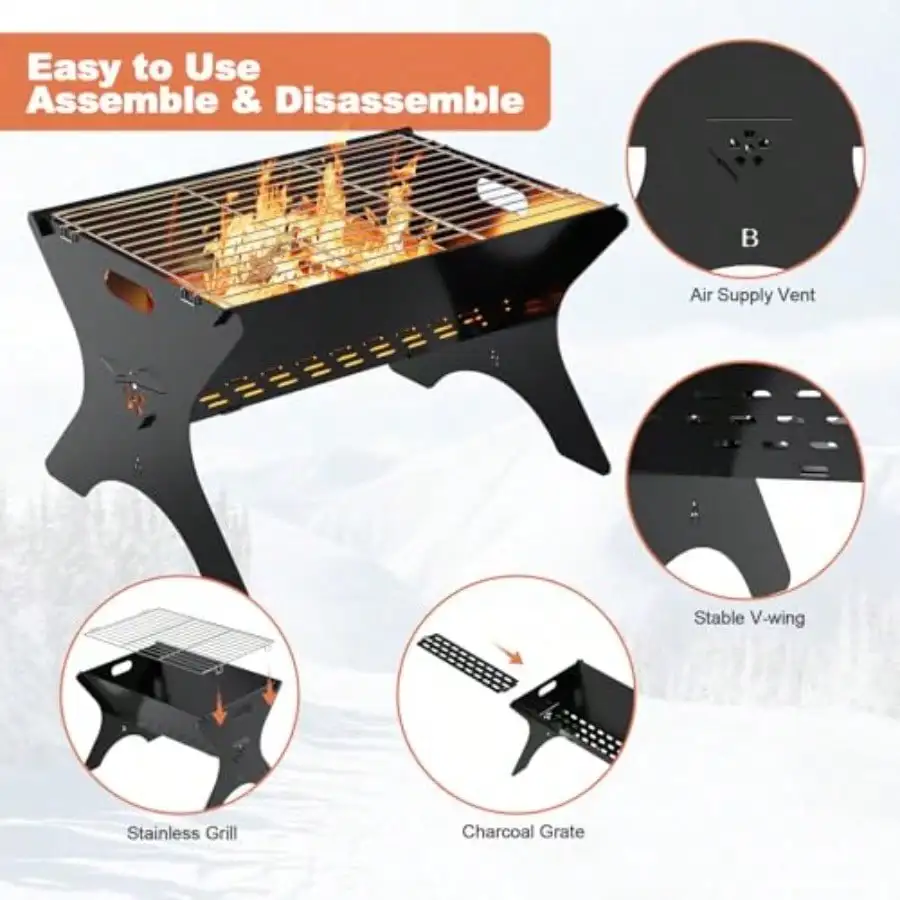 Portable Folding Charcoal Grill 16Lx12D For Cam Picnic Bonfire Patio Backyard Outdoor Fire Pit Grill With Carry Bag Black Metal
Portable Folding Charcoal Grill 16Lx12D For Cam Picnic Bonfire Patio Backyard Outdoor Fire Pit Grill With Carry Bag Black Metal