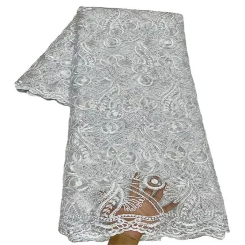 African Wedding Lace Fabric Embroidered Nigerian Lace Fabrics 2023 White High Quality French Tulle Lace Fabric With Sequins
African Wedding Lace Fabric Embroidered Nigerian Lace Fabrics 2023 White High Quality French Tulle Lace Fabric With Sequins