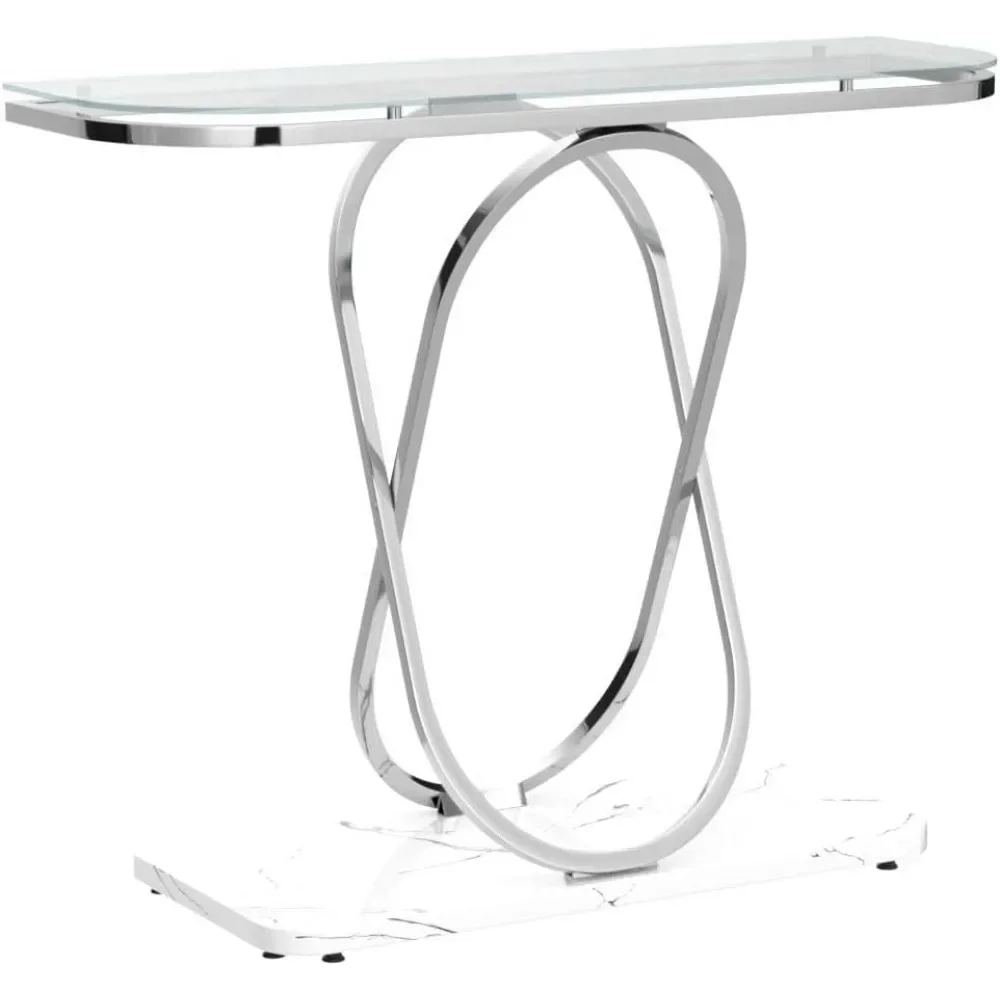 A Glass Entrance Table With Oval Frames and Marble Base Modern Console Tables for Entryway Hallway Silver Glass&White Marble R
A Glass Entrance Table With Oval Frames and Marble Base Modern Console Tables for Entryway Hallway Silver Glass&White Marble R