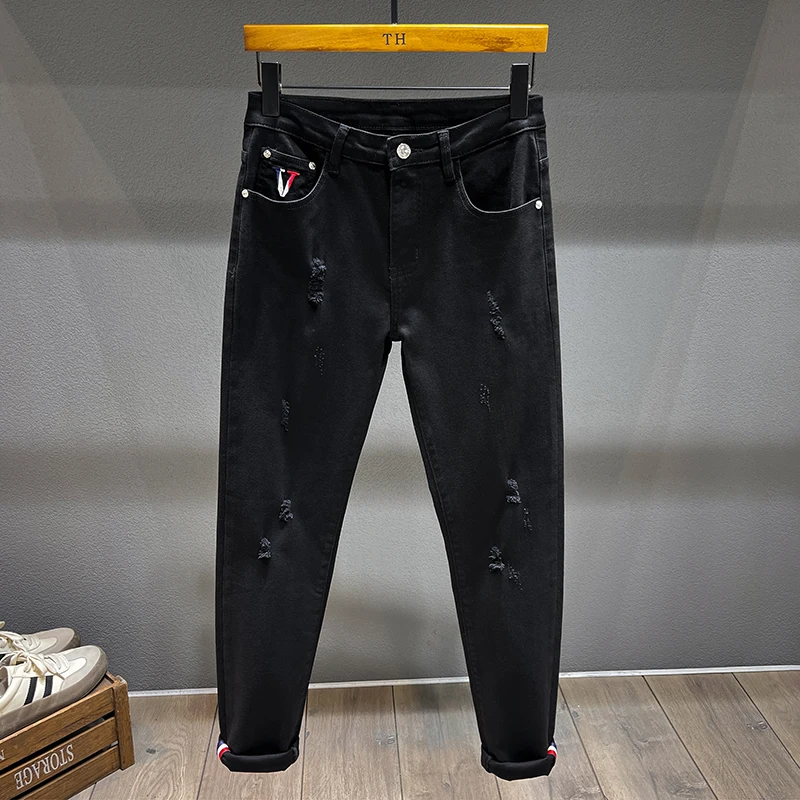 Y2k fashion new jeans scratch wash nostalgic stretch slim fit black men's jeans designer retro pants hombre
Y2k fashion new jeans scratch wash nostalgic stretch slim fit black men's jeans designer retro pants hombre