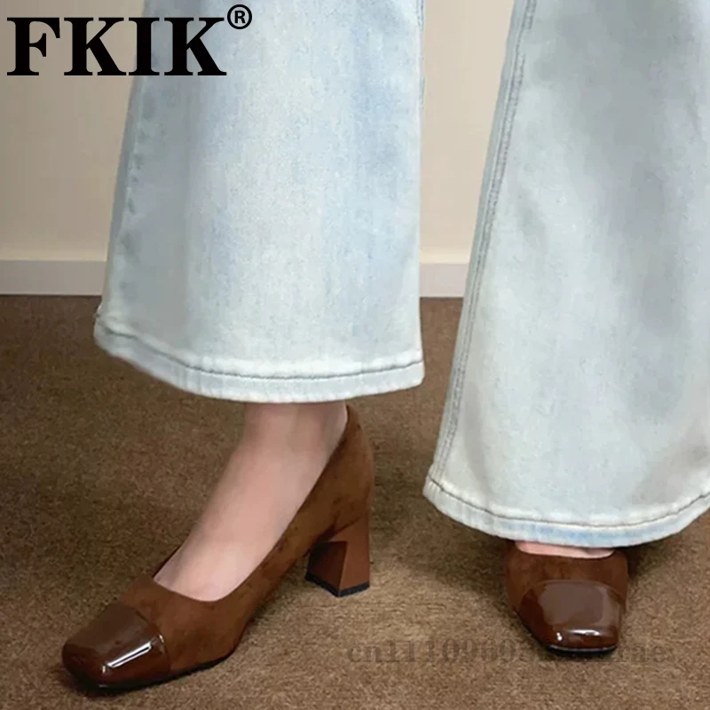 Women's Retro Suede & Patent Leather Splicing Block Heel Pumps Square Toe Casual Party Office Closed Toe Heels Shoes for Ladies
Women's Retro Suede & Patent Leather Splicing Block Heel Pumps Square Toe Casual Party Office Closed Toe Heels Shoes for Ladies