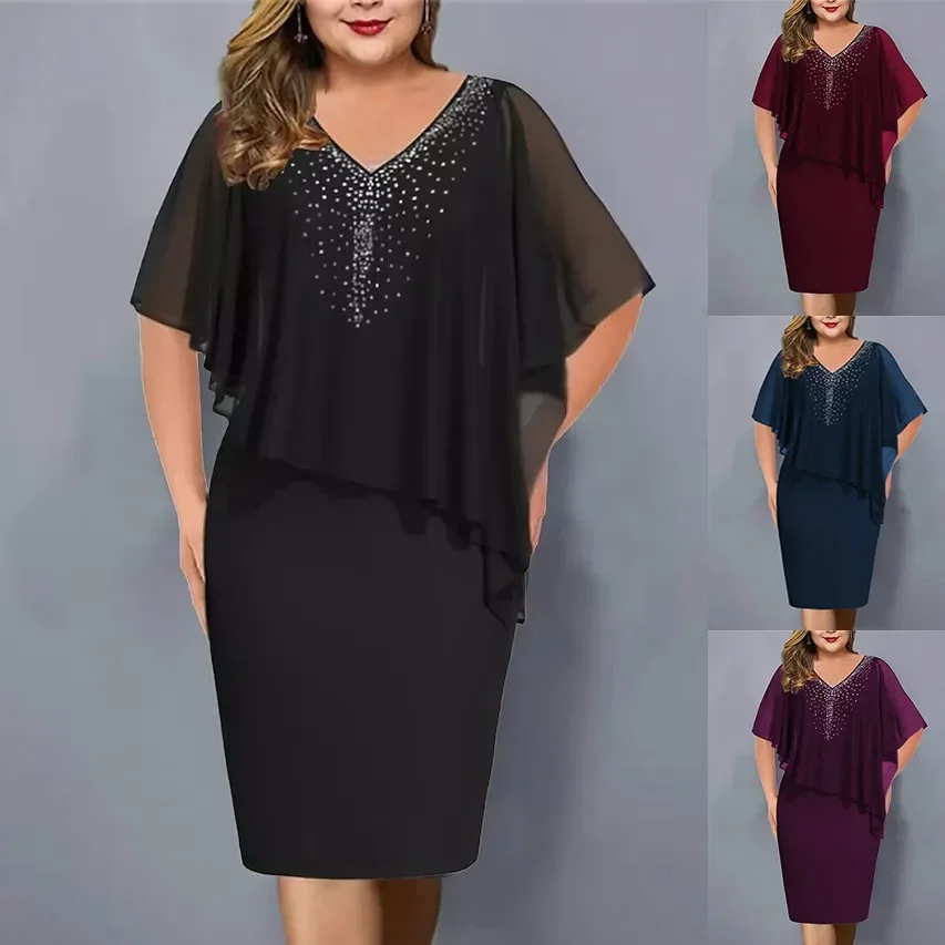 Fashion Summer Solid Color Pencil Chiffon Dress for Women Mesh Patchwork Design Hot Drilling V-Neck Sleeveless Slim Shawl Dress
Fashion Summer Solid Color Pencil Chiffon Dress for Women Mesh Patchwork Design Hot Drilling V-Neck Sleeveless Slim Shawl Dress