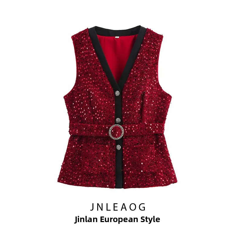 JNLEAOG, новинка весны, женский жилет Faion Design iny Thiened с поясом, топ, французский облегающий жилет из полиэстера без свека... 
JNLEAOG, новинка весны, женский жилет Faion Design iny Thiened с поясом, топ, французский облегающий жилет из полиэстера без свека...