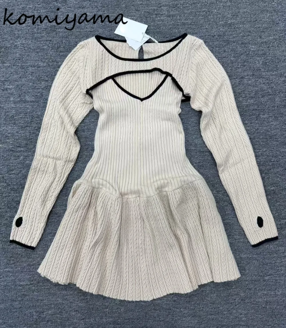 Контрастные вязаные платья с полым воротником и длинными рукавами, Vestidos, японское платье в стиле Харадзюку, мини-Ropa Mujer, весна 2024, Vestido
Контрастные вязаные платья с полым воротником и длинными рукавами, Vestidos, японское платье в стиле Харадзюку, мини-Ropa Mujer, весна 2024, Vestido