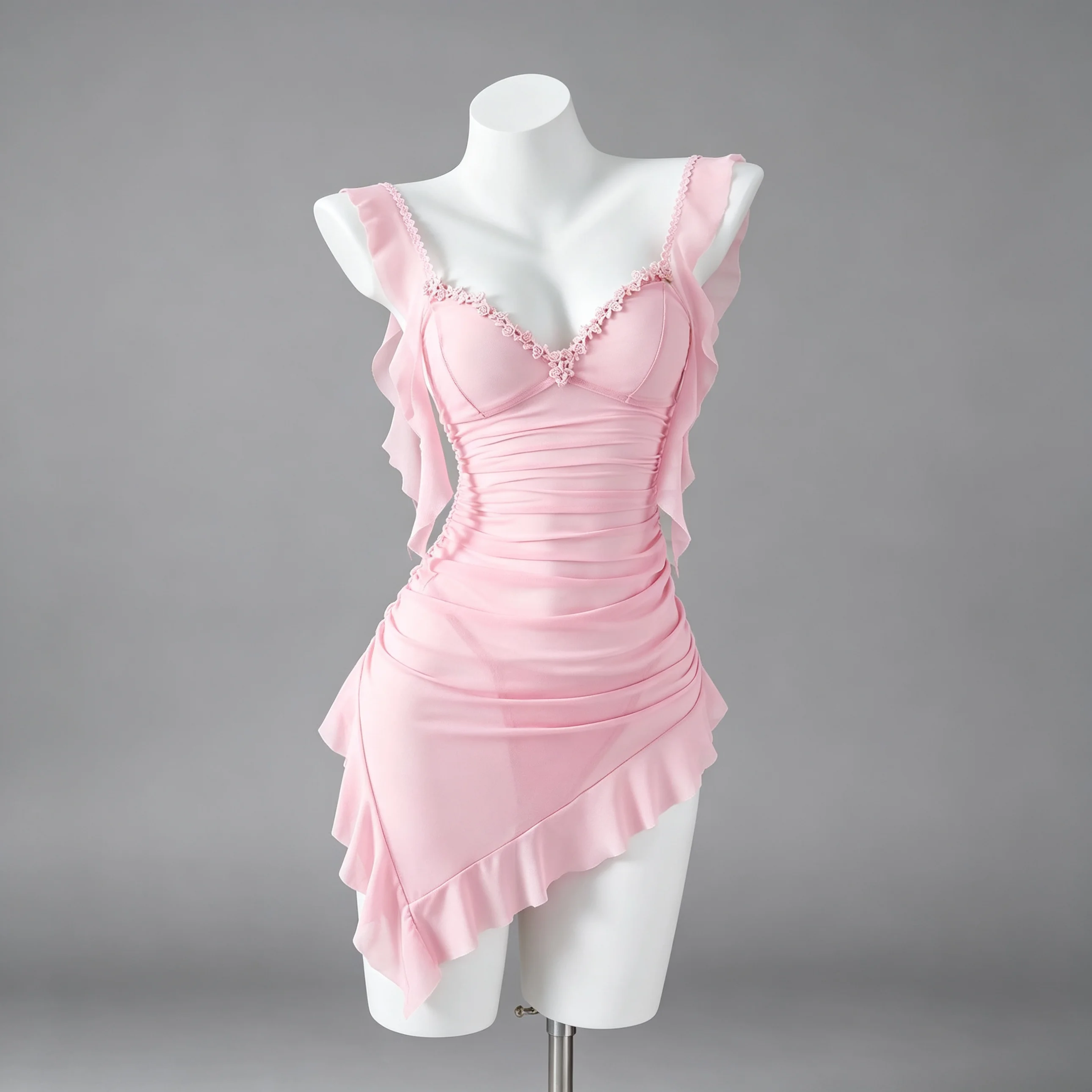 Sexy Mesh Ruched Dress Sleepwear for Women Underwear Folds Ruffles Thin See-through with Chest Pad Intimate Slim Pink Pajamas
Sexy Mesh Ruched Dress Sleepwear for Women Underwear Folds Ruffles Thin See-through with Chest Pad Intimate Slim Pink Pajamas
