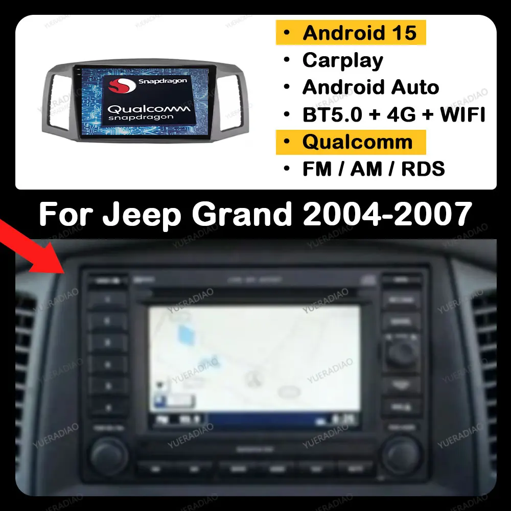 Android 15 Car Radio For JEEP Grand Cherokee 2004 - 2007 Multimedia Stereo Video Player 4G WIFI Carplay Auto GPS NAVI Head Unit
Android 15 Car Radio For JEEP Grand Cherokee 2004 - 2007 Multimedia Stereo Video Player 4G WIFI Carplay Auto GPS NAVI Head Unit