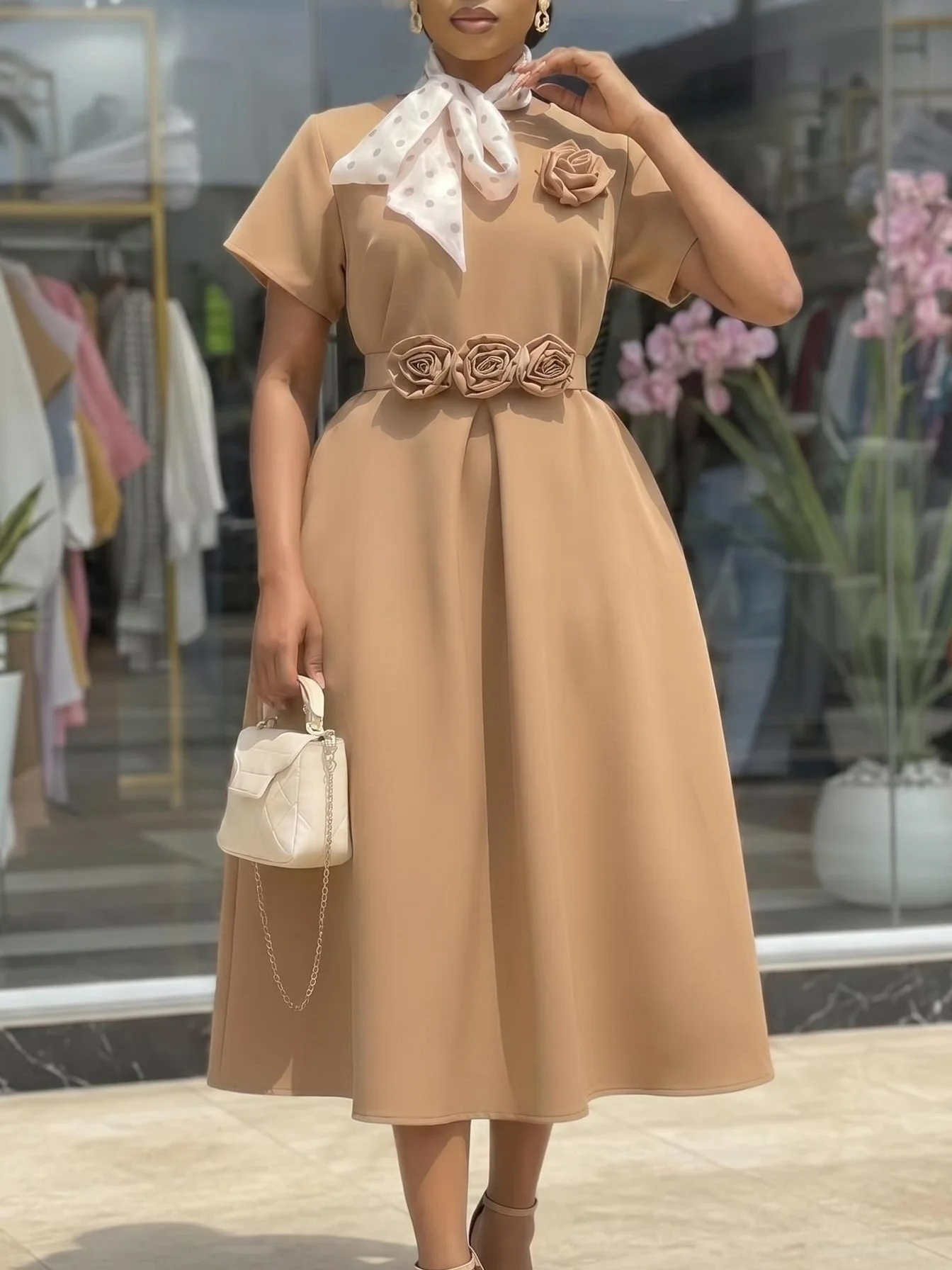 Women's Elegant 3D Flower Print Dress Summer New Arrival round Neck Short Sleeve Large Skirt Casual Fashion Women's Dress
Women's Elegant 3D Flower Print Dress Summer New Arrival round Neck Short Sleeve Large Skirt Casual Fashion Women's Dress