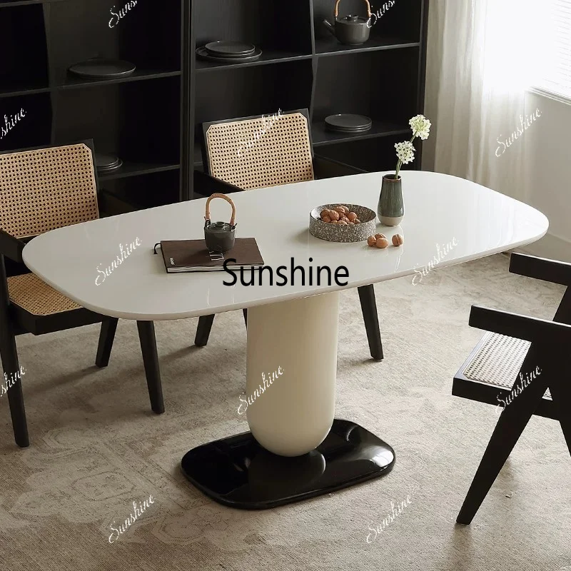 Nordic marble long round dining table medieval simple negotiation leisure space table
Nordic marble long round dining table medieval simple negotiation leisure space table