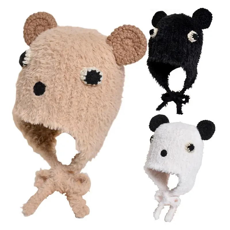 Autumn Winter Soft Plush Knitted Hat Cute Bear Ears Sweet Pullover Women's Hats Korean Casual Ear Protection Strap Beanies Caps
Autumn Winter Soft Plush Knitted Hat Cute Bear Ears Sweet Pullover Women's Hats Korean Casual Ear Protection Strap Beanies Caps