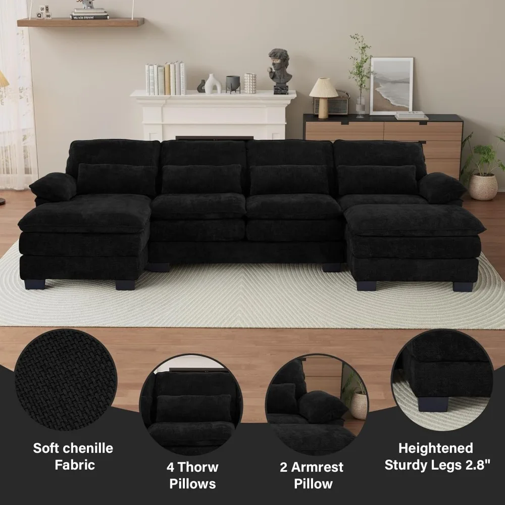 113" U Shape Sectional Cloud Couch with Ottoman,Fluffy Sectional Couches for Living Room,4 Seater Modular, Customized
113" U Shape Sectional Cloud Couch with Ottoman,Fluffy Sectional Couches for Living Room,4 Seater Modular, Customized