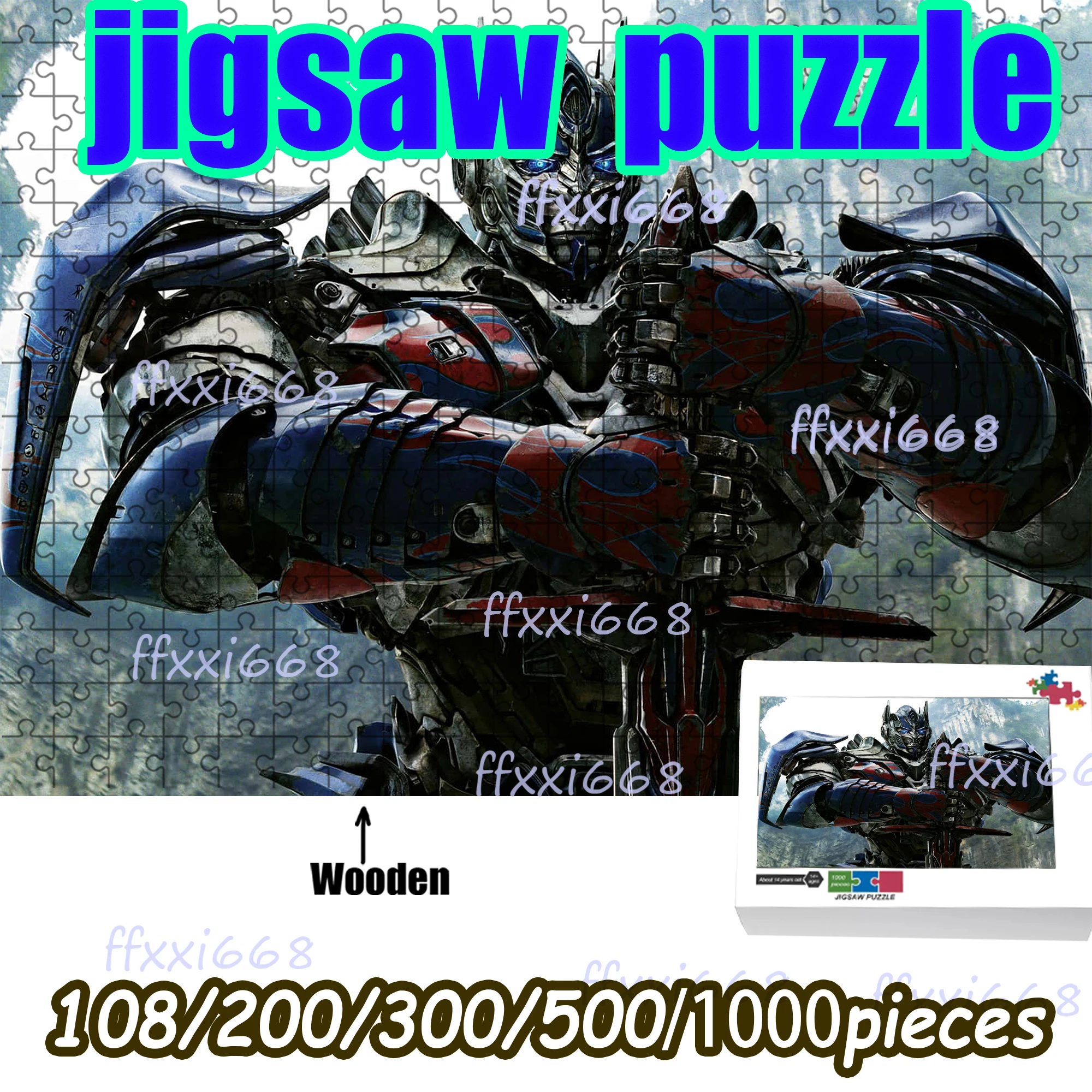 Wooden Jigsaw Puzzle 108/200/300/500/1000 Pcs, Transformers Optimus Prime Puzzle, Framable Design, Unique Home Accent & Gift
Wooden Jigsaw Puzzle 108/200/300/500/1000 Pcs, Transformers Optimus Prime Puzzle, Framable Design, Unique Home Accent & Gift