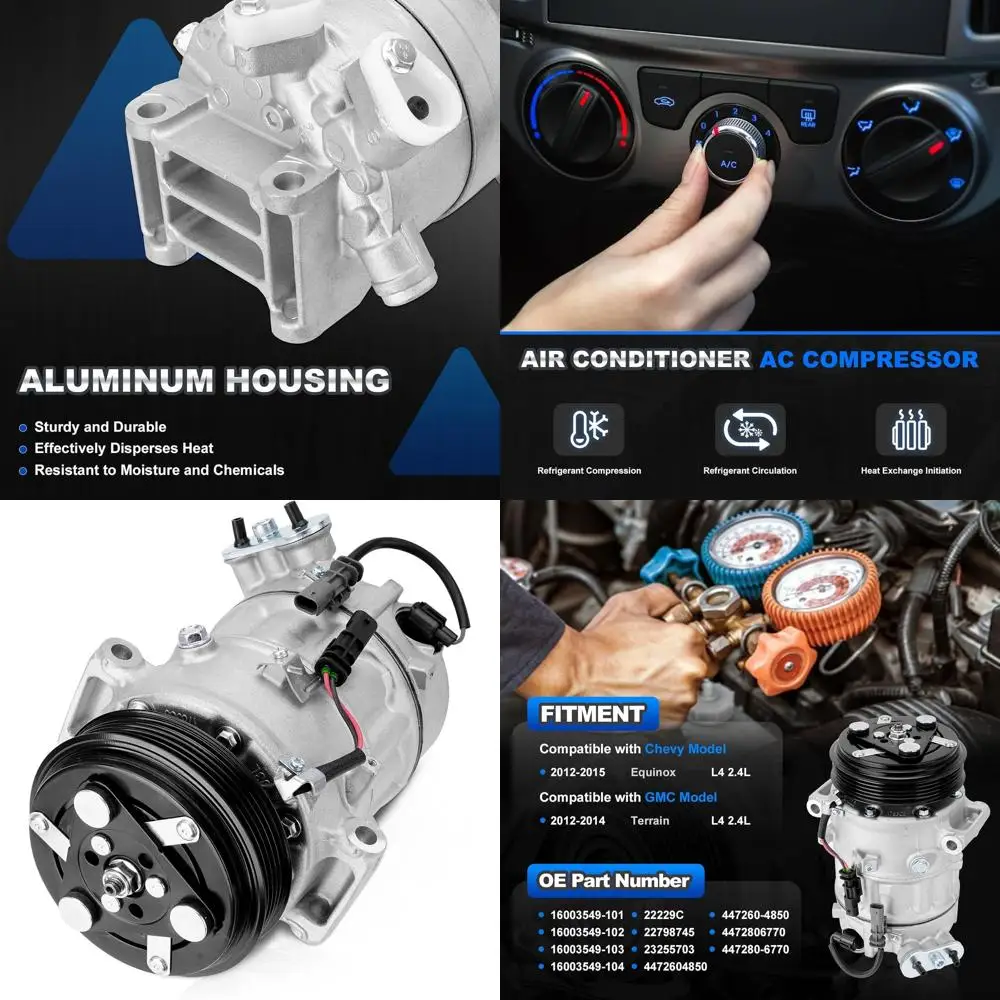 AC Compressor with Clutch with Clutch Compatible with Chevy Equinox/GMC Terrain 2012-2015 2.4L, w/Two Plug
AC Compressor with Clutch with Clutch Compatible with Chevy Equinox/GMC Terrain 2012-2015 2.4L, w/Two Plug