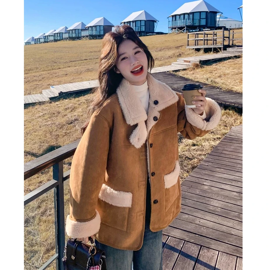 Ladies Thiened Long Lamb Fur Jaet Spring Autumn 2025 New Korean Sle High Quali Luxury Faionable Outerwear Coat
Ladies Thiened Long Lamb Fur Jaet Spring Autumn 2025 New Korean Sle High Quali Luxury Faionable Outerwear Coat