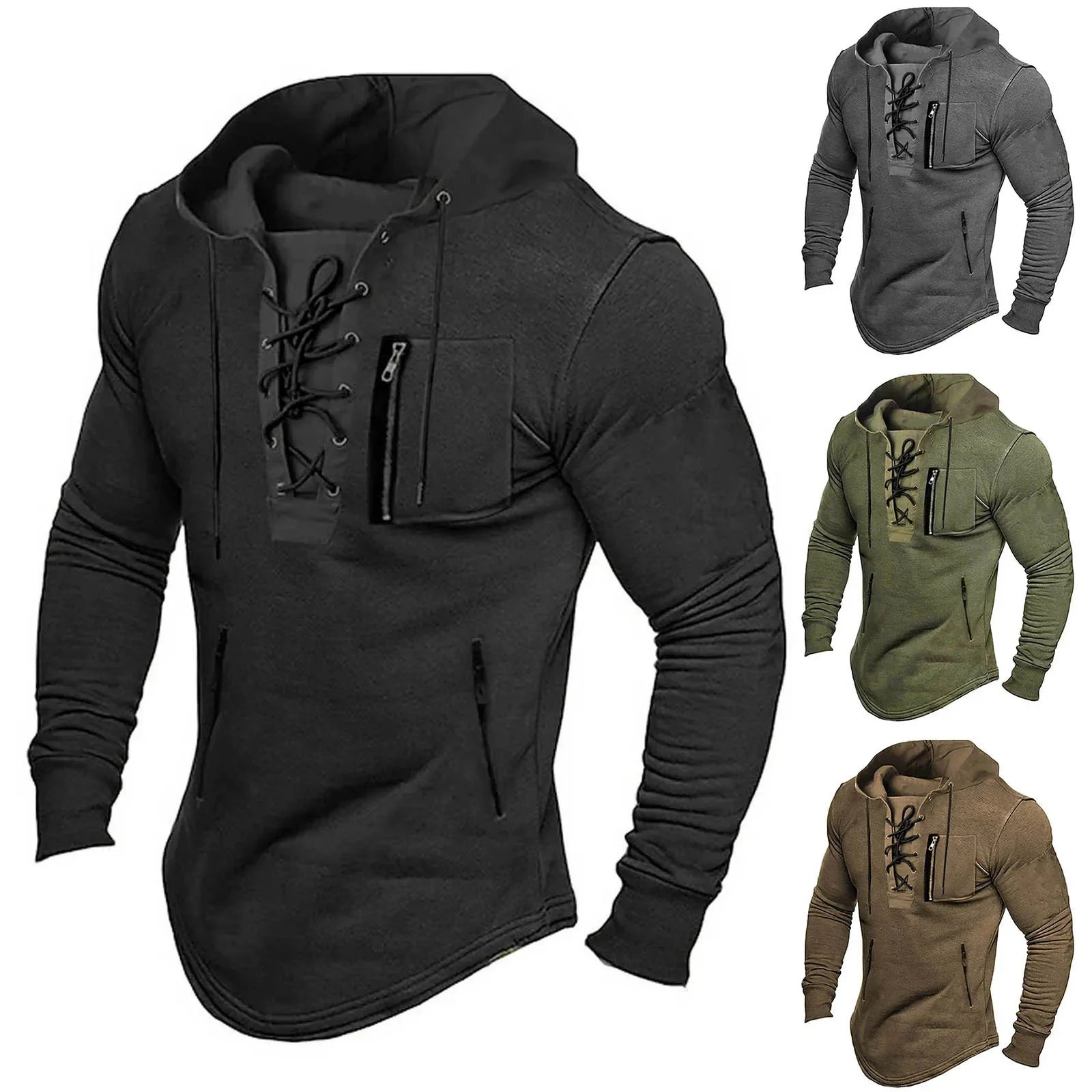 2024 Men Autumn Spring Top Lace Up Drawstring Solid Color Long Sleeve Zipper Pockets Pullover Streetwear Men Mid Length Hoodie
2024 Men Autumn Spring Top Lace Up Drawstring Solid Color Long Sleeve Zipper Pockets Pullover Streetwear Men Mid Length Hoodie