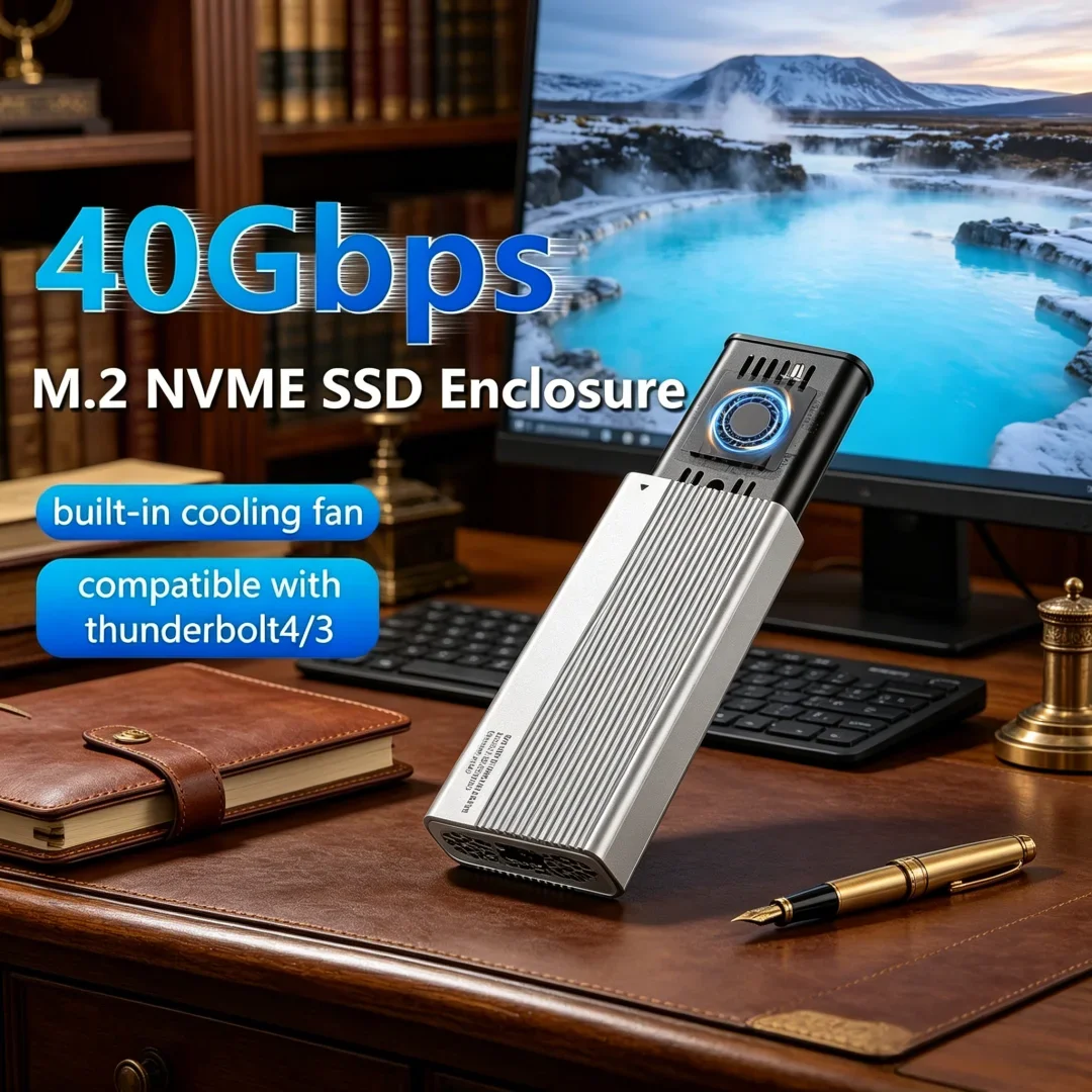 Luxurious USB4 40Gbps M.2 NVMe SSD Enclosure with Cooling Fan PCIe 4.0 Solid State Drive Case Compatible with Thunderbolt 4/3
Luxurious USB4 40Gbps M.2 NVMe SSD Enclosure with Cooling Fan PCIe 4.0 Solid State Drive Case Compatible with Thunderbolt 4/3