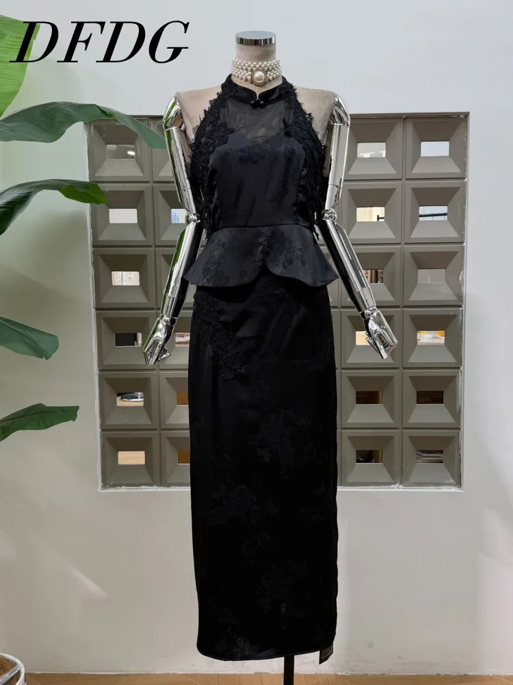 DFDG Women 2026 Summer Two Piece Outfit Halter Neck Lace Trim Peplum Top High Waist Jacquard Midi Skirt Set Elegant Formal Set
DFDG Women 2026 Summer Two Piece Outfit Halter Neck Lace Trim Peplum Top High Waist Jacquard Midi Skirt Set Elegant Formal Set
