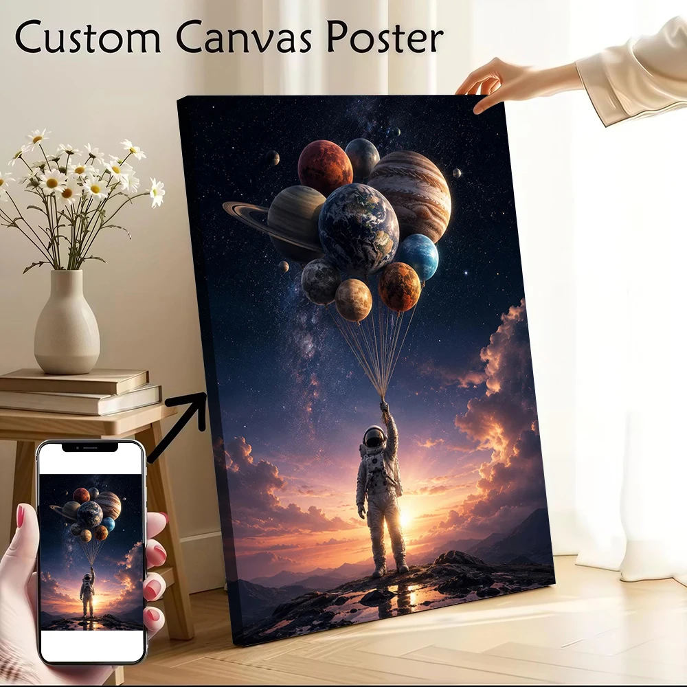 Astronaut Holding Planet Balloons Poster Customizable Printed Canvas Painting for Pictures Wall Art Man's Room Decoration Mural
Astronaut Holding Planet Balloons Poster Customizable Printed Canvas Painting for Pictures Wall Art Man's Room Decoration Mural