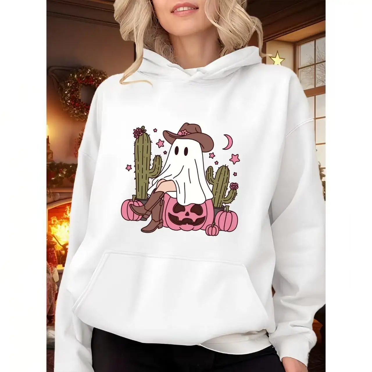Western Cowboy Ghost Hoodie Women's Cute Halloween Pullover for Spooky Season Holiday Party Gifts
Western Cowboy Ghost Hoodie Women's Cute Halloween Pullover for Spooky Season Holiday Party Gifts
