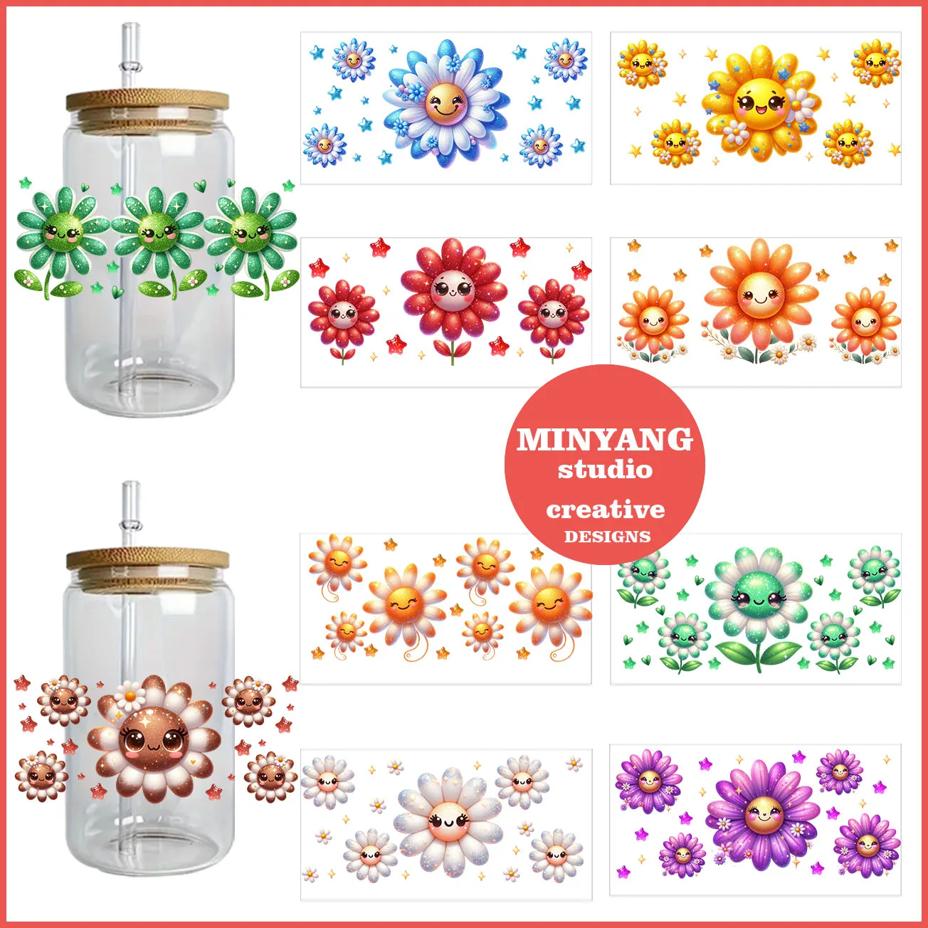 Cute smile flower peel waterproof DIY Decals 3D transfers uvdtf crystal stickers 16oz uv dtf cup wraps for Libbey Glasses
Cute smile flower peel waterproof DIY Decals 3D transfers uvdtf crystal stickers 16oz uv dtf cup wraps for Libbey Glasses