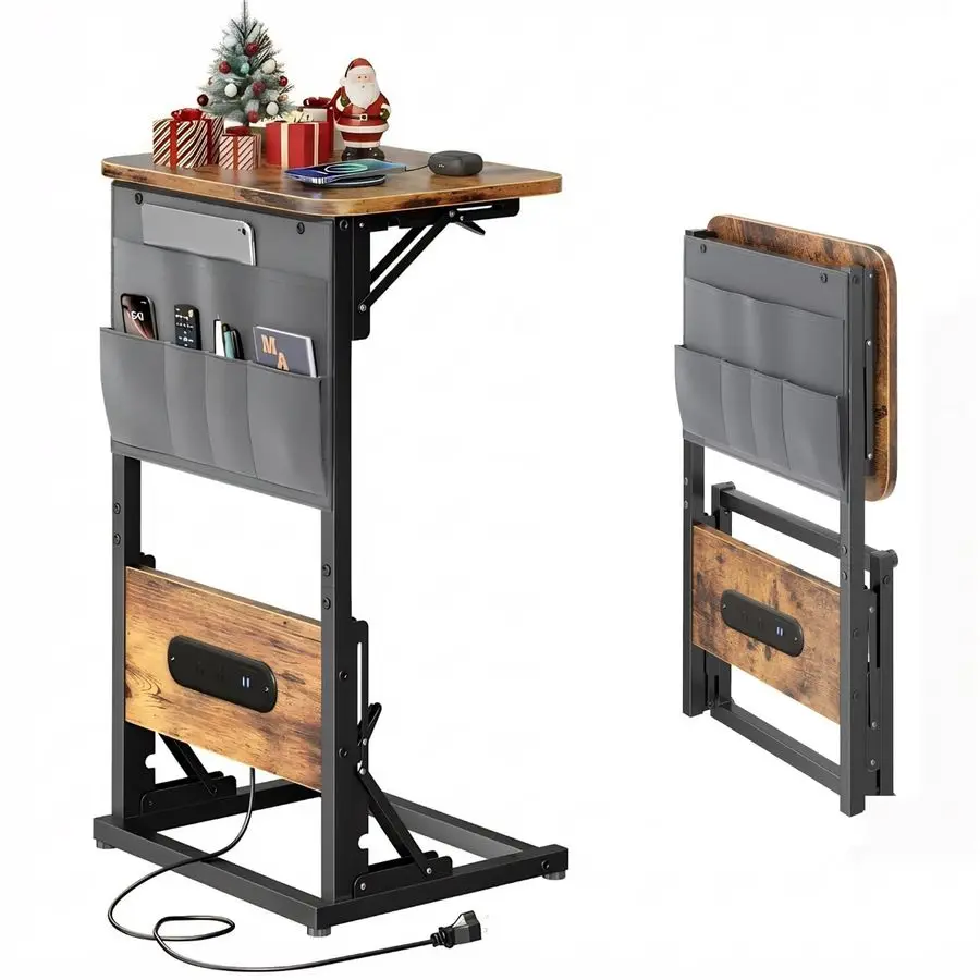 Приставной столик в форме буквы C с зарядной станцией, приставной столик для дивана с сумкой для хранения, складной столик для ТВ с 2 USB-портами и розетками
Приставной столик в форме буквы C с зарядной станцией, приставной столик для дивана с сумкой для хранения, складной столик для ТВ с 2 USB-портами и розетками