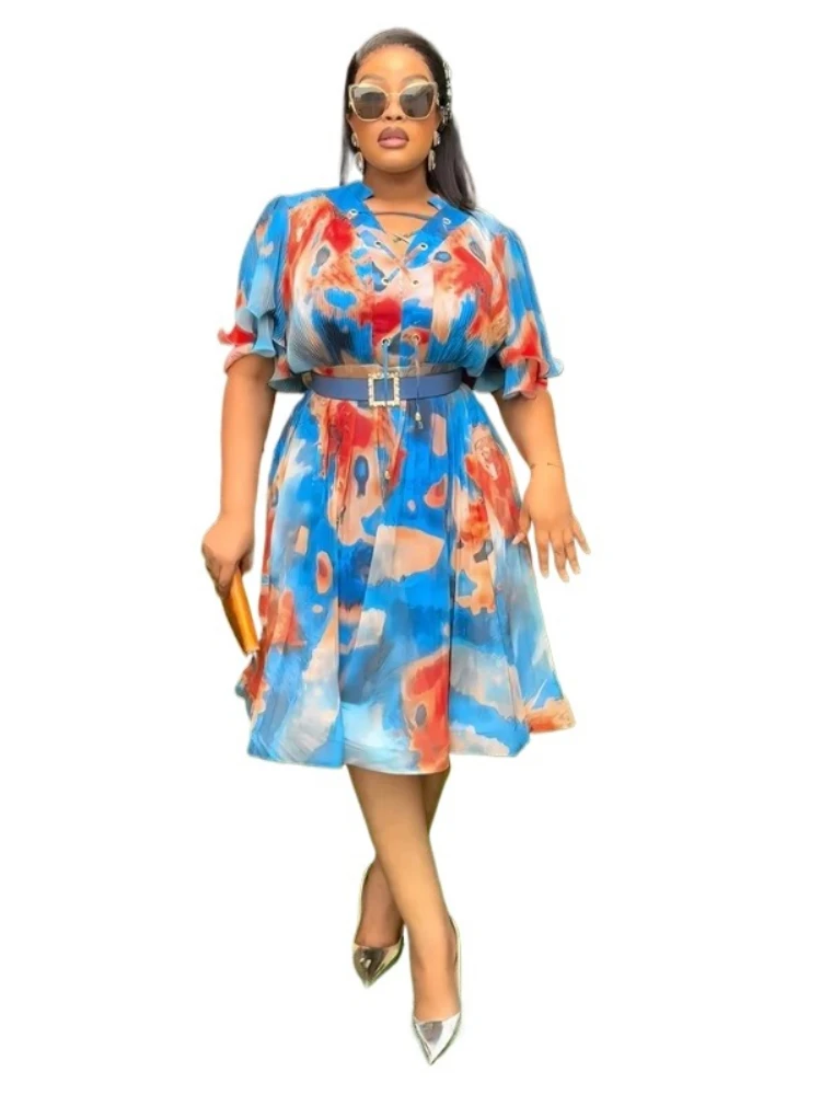 African Print Dresses for Women Summer Elegant African Half Sleeve V-neck Polyester Midi Dress Dashiki African Clothes L-3XL
African Print Dresses for Women Summer Elegant African Half Sleeve V-neck Polyester Midi Dress Dashiki African Clothes L-3XL