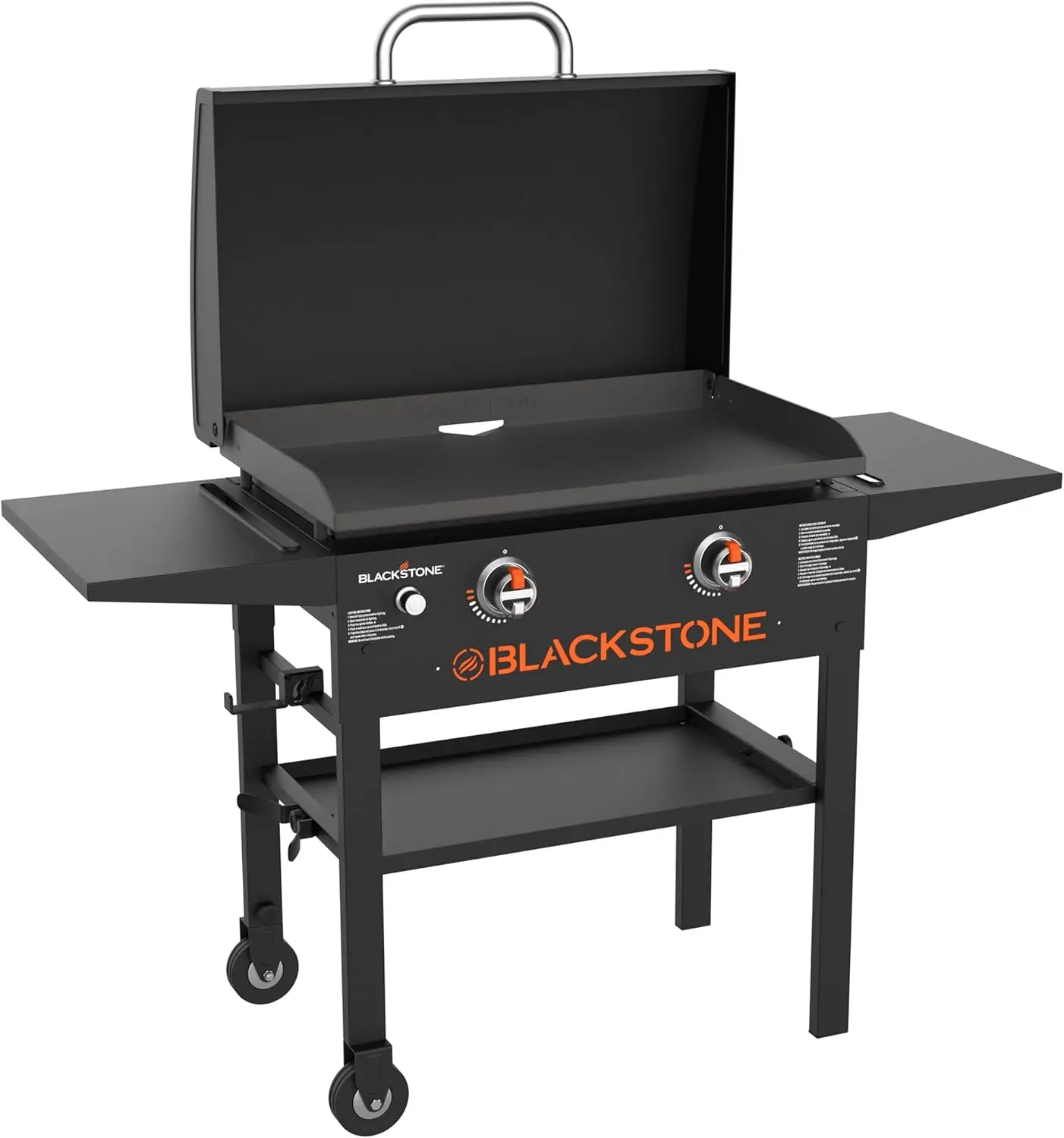 BLACKSTONE 1883 Original 28” Griddle with Integrated Protective Hood and Counter Height Side Shelves, Powder Coated Ste
BLACKSTONE 1883 Original 28” Griddle with Integrated Protective Hood and Counter Height Side Shelves, Powder Coated Ste