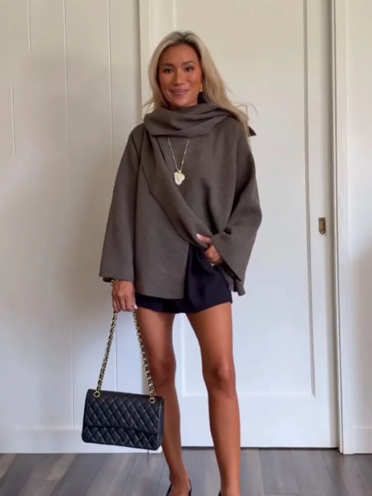 HH Sweaters Woman Loose Knitted Cardigan Long-Sleeved Scarf Collar Outerwear Autumn Women Warm V-Neck Hidden Buckle Street Coat
HH Sweaters Woman Loose Knitted Cardigan Long-Sleeved Scarf Collar Outerwear Autumn Women Warm V-Neck Hidden Buckle Street Coat