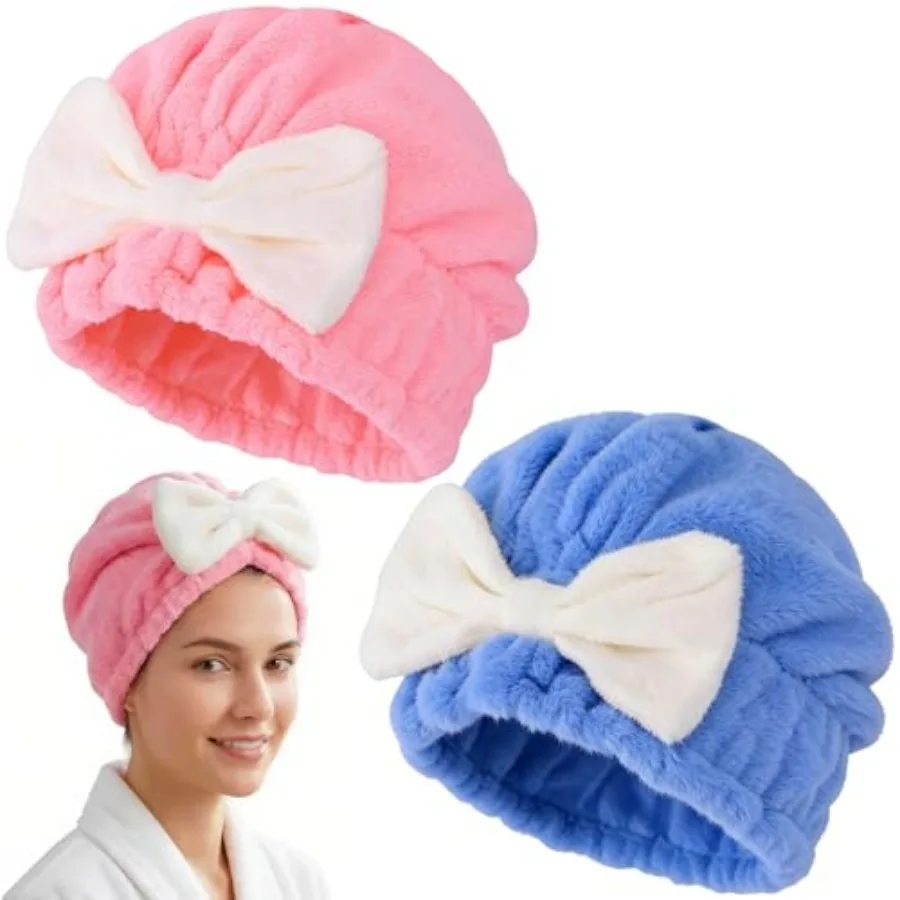 2pcs Microfiber Hair Towel, Pink Blue Ultra Soft Absorbent Hair Drying Towel Wrap with Bow, Fast Drying Shower Cap Hair Towel W
2pcs Microfiber Hair Towel, Pink Blue Ultra Soft Absorbent Hair Drying Towel Wrap with Bow, Fast Drying Shower Cap Hair Towel W