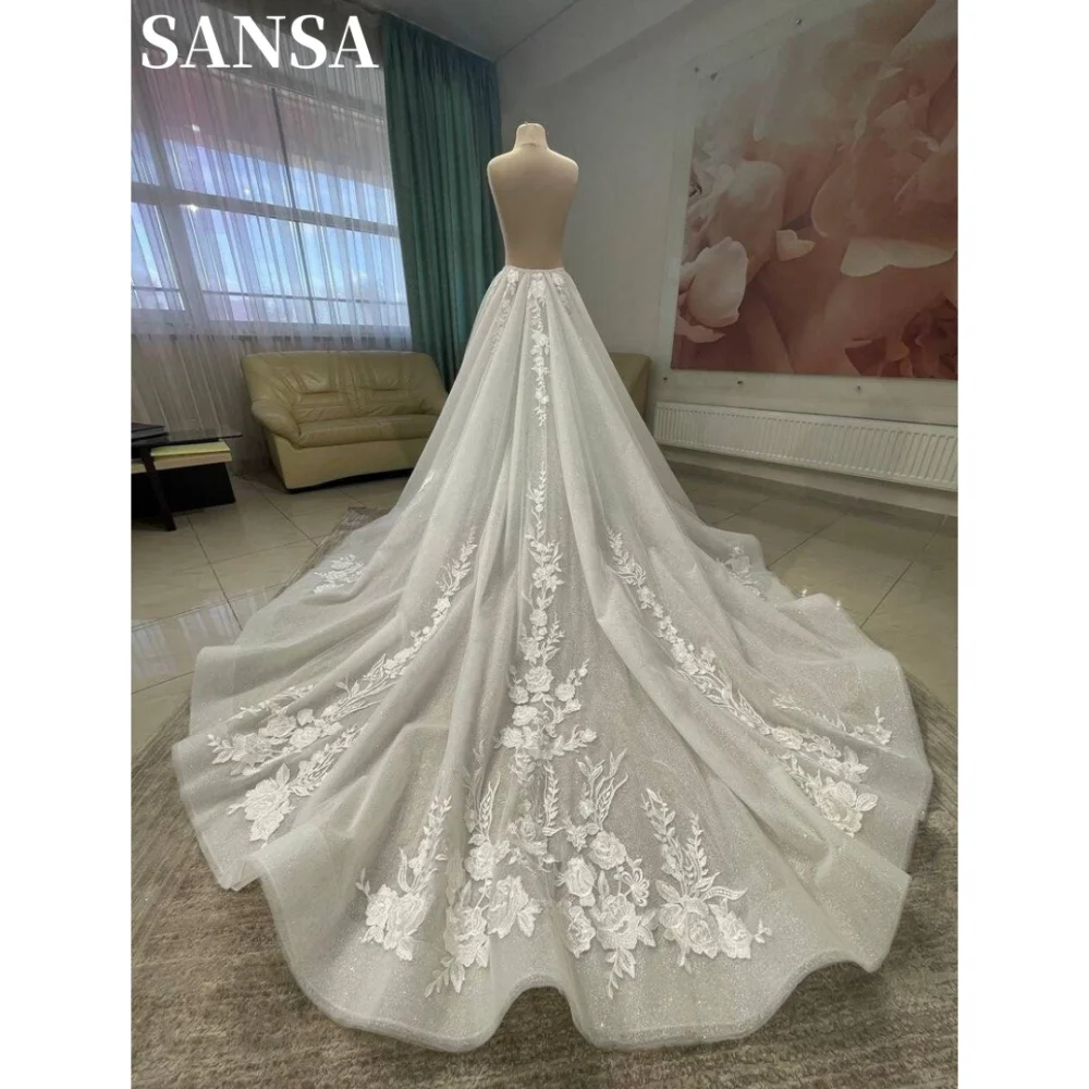 Sansa Simple Floral Embroidery Lace Prom Dress Customized Floor-Length Wedding Dresses Long Removable Tail Vestidos De Fiesta
Sansa Simple Floral Embroidery Lace Prom Dress Customized Floor-Length Wedding Dresses Long Removable Tail Vestidos De Fiesta