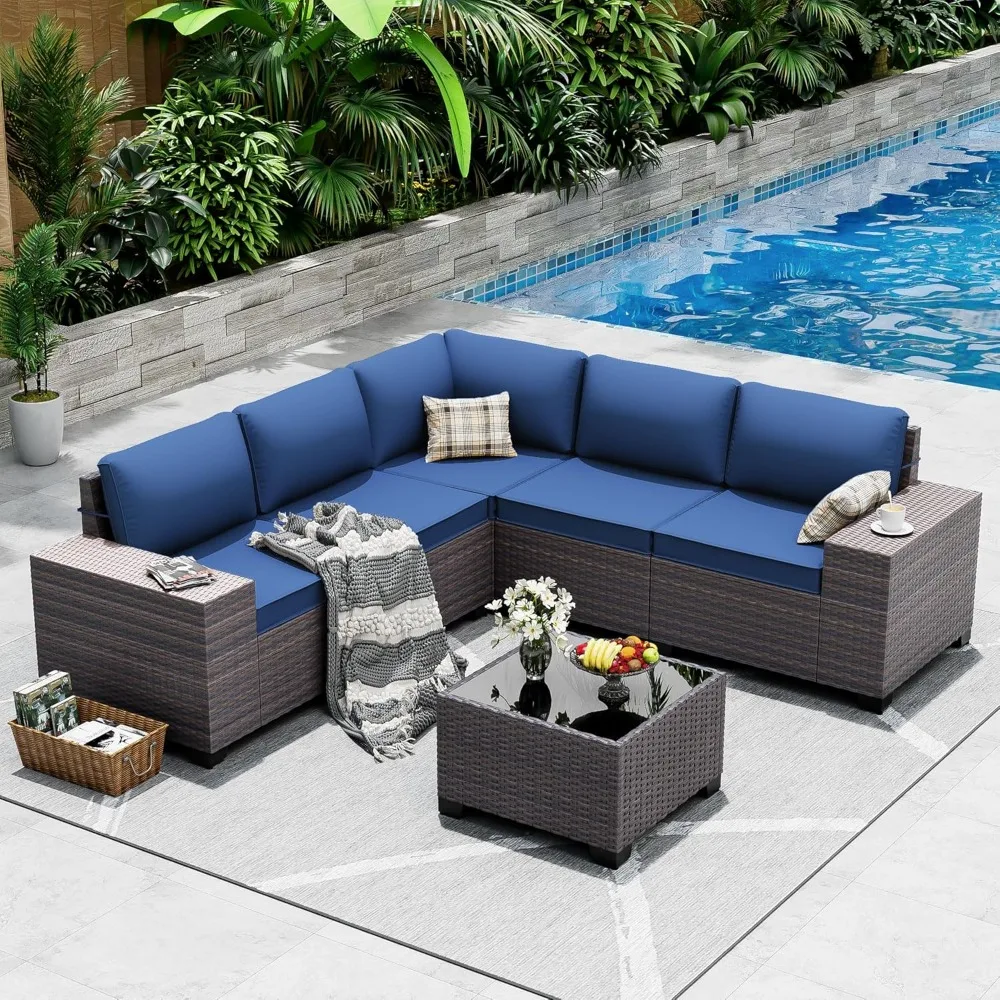 Outdoor Patio Furniture Set, 6 Pieces Outdoor Sectional Furniture High Backrest Patio Sofa, All-Weather PE Rattan Patio Conversa
Outdoor Patio Furniture Set, 6 Pieces Outdoor Sectional Furniture High Backrest Patio Sofa, All-Weather PE Rattan Patio Conversa