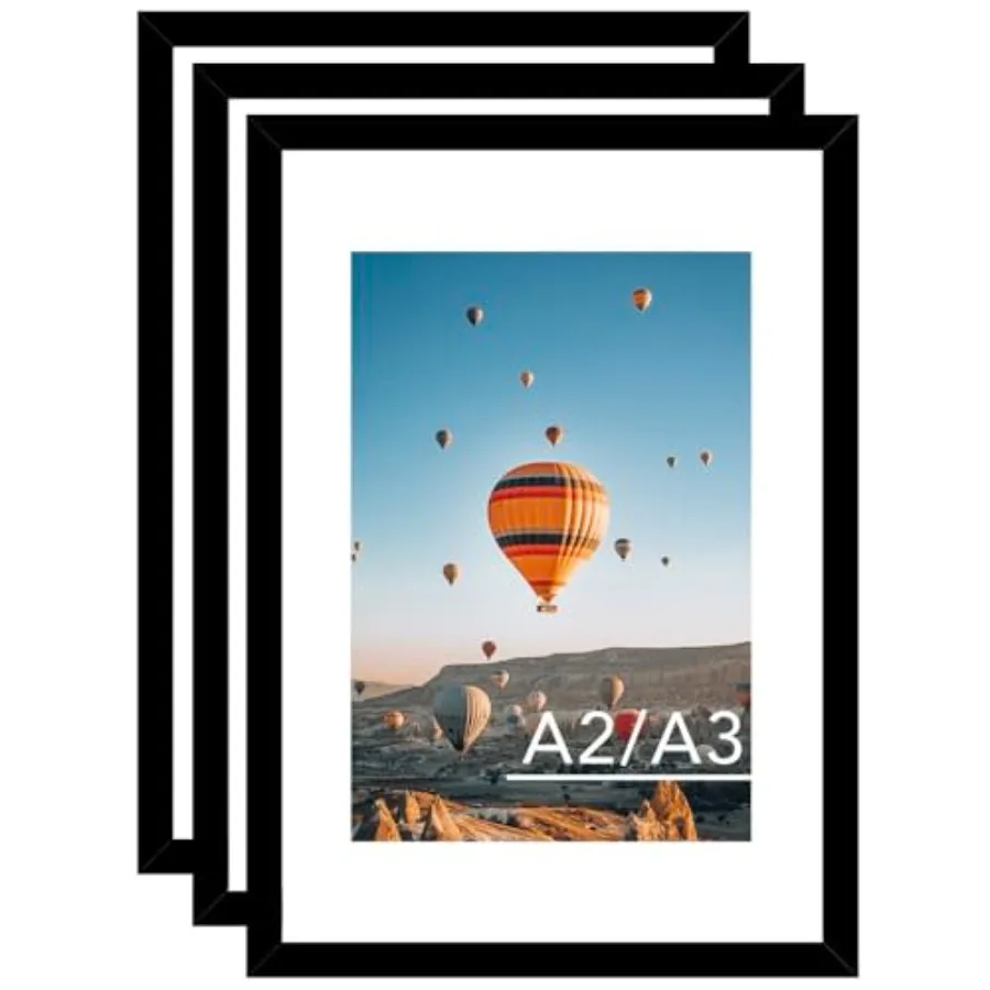 16.5x23.4 A2 Picture Frame Set of 3 with 11.7x16.5 A3 Mat, Display Photo 11.7x16.5 with Mat or 16.5 x 23.4 Without Mat, Wall Ha
16.5x23.4 A2 Picture Frame Set of 3 with 11.7x16.5 A3 Mat, Display Photo 11.7x16.5 with Mat or 16.5 x 23.4 Without Mat, Wall Ha